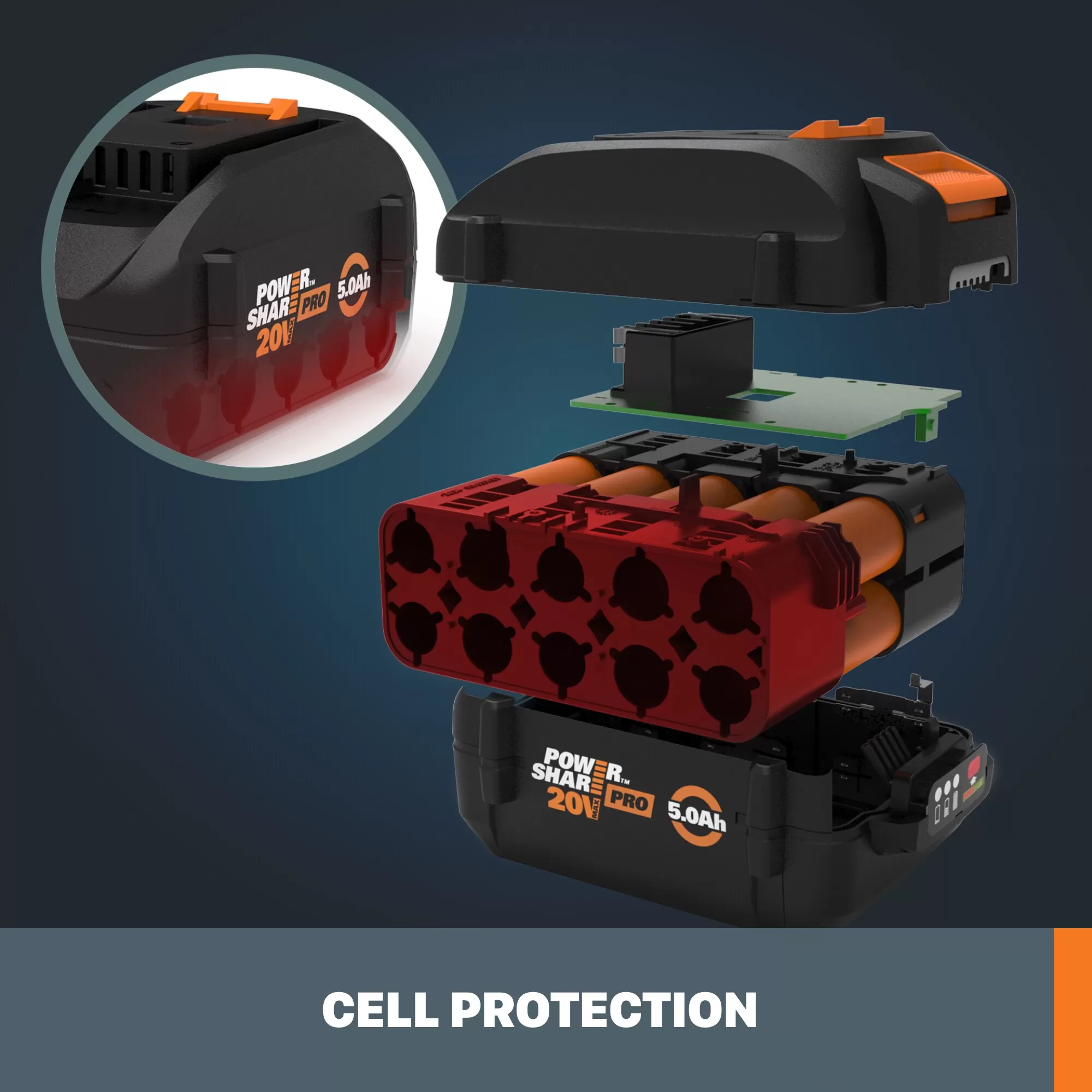 WORX 20-Volt 5 Amp-Hour; Lithium-ion Power Tool Battery - Image 3