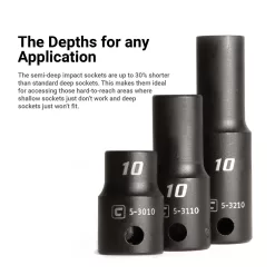 Alternative view of Capri Tools 3/8-in Drive Shallow, Semi-Deep and Deep Impact Socket Set, SAE, 5/16 to 1-in, 36-Piece with Billet Aluminum Socket Rail