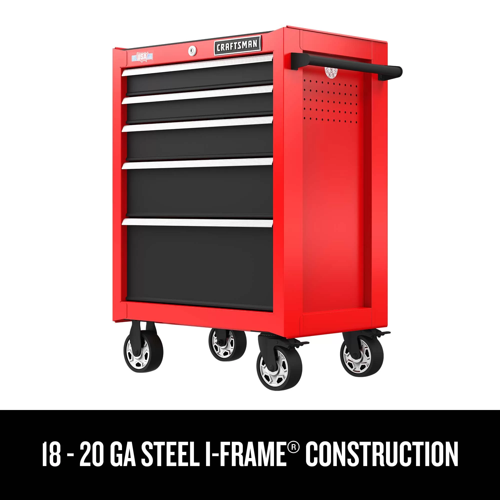 CRAFTSMAN 2000 Series 26-in W x 36.5-in H 5-Drawer Steel Rolling Tool Cabinet (Red) - Image 5