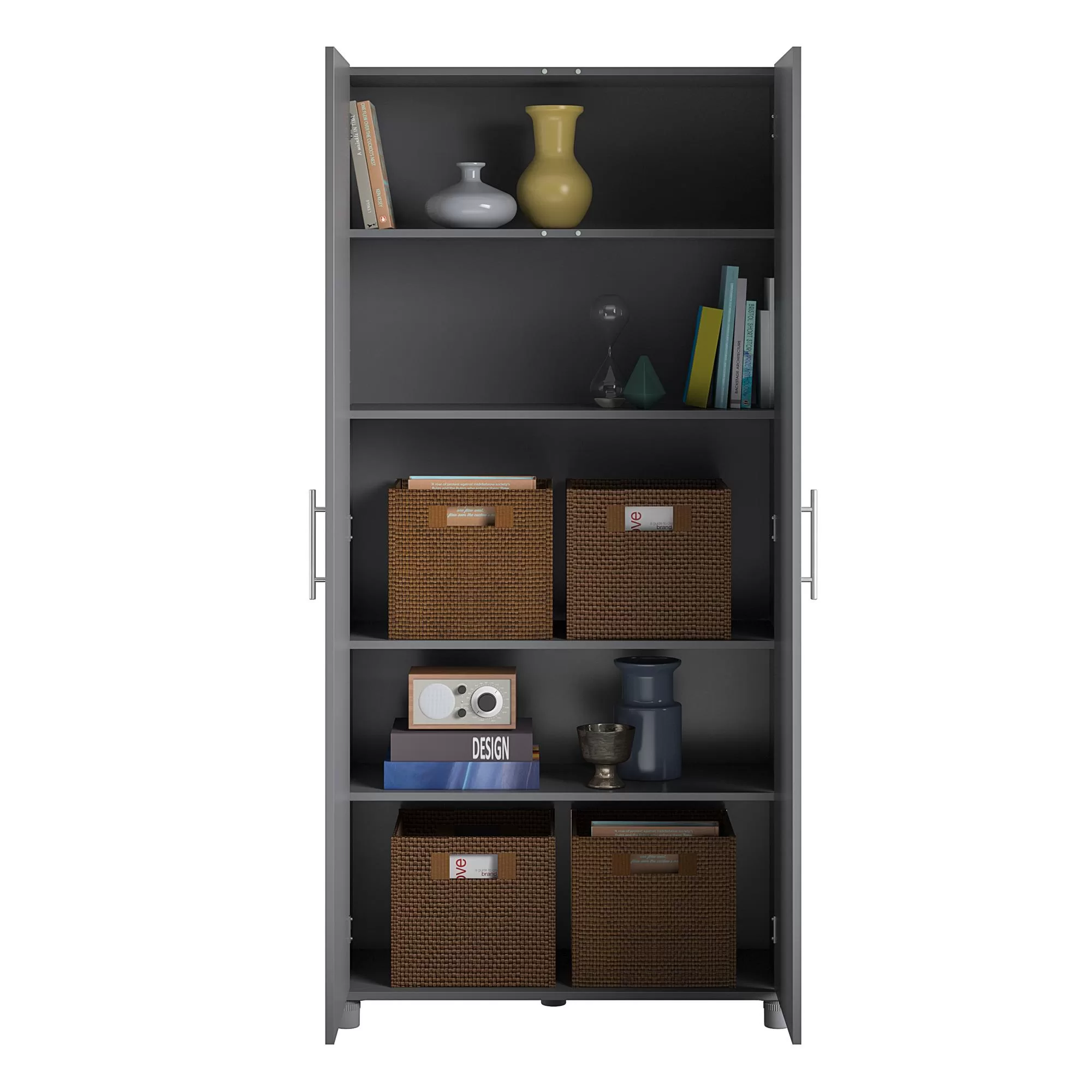 Ameriwood Home Camberly 35.68-in W x 74.31-in H Wood Composite Graphite Grey/Graphite Grey Freestanding Utility Storage Cabinet - Image 18