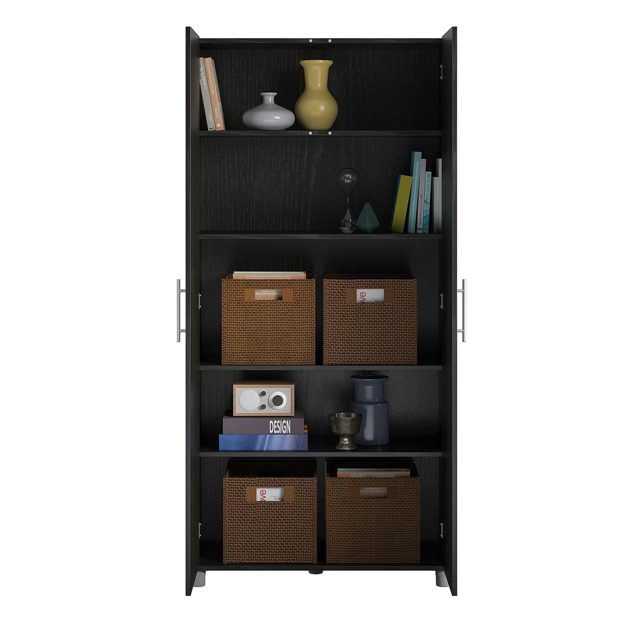 Ameriwood Home Camberly 35.68-in W x 74.31-in H Wood Composite Black Oak/Nightfall Oak Freestanding Utility Storage Cabinet - Image 18