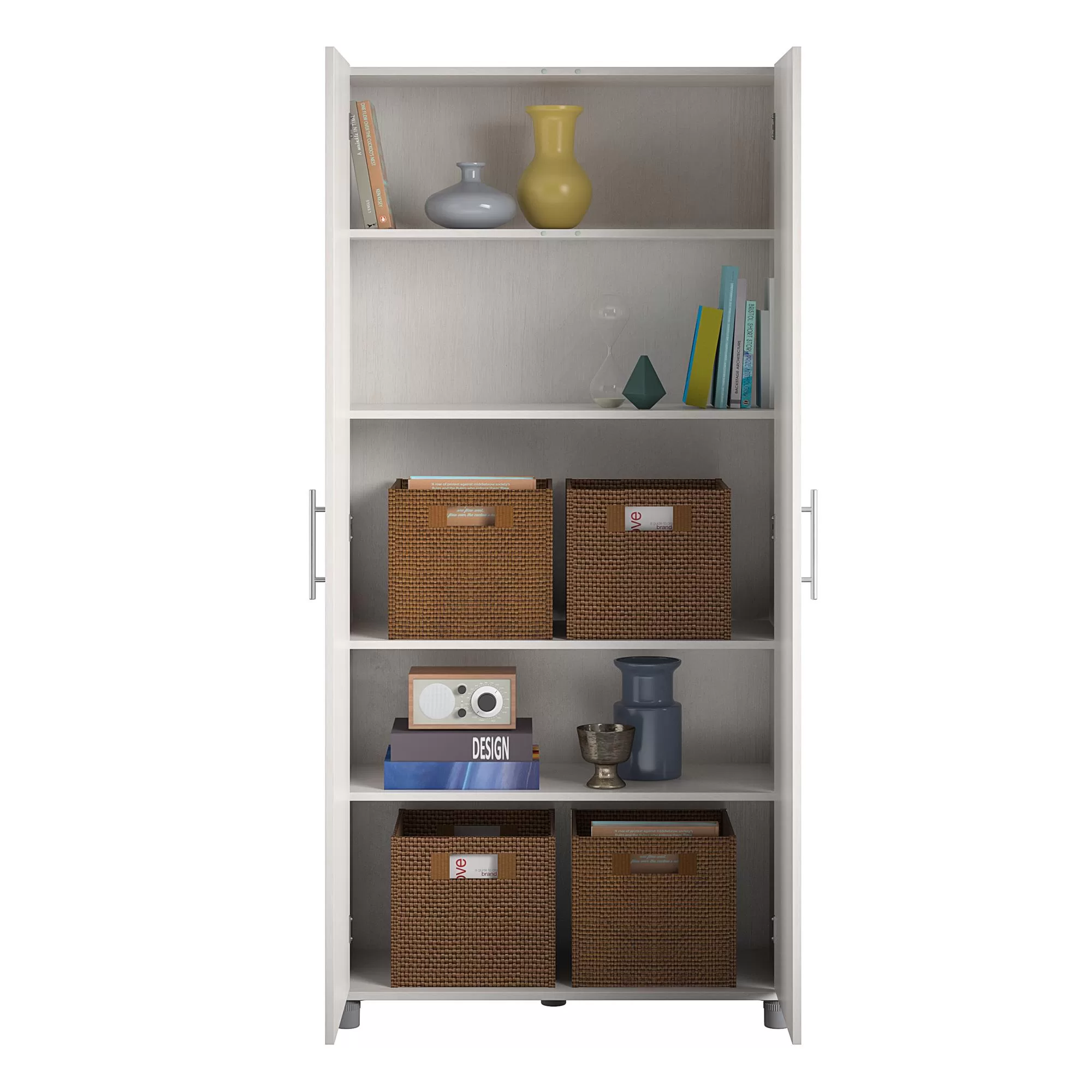 Ameriwood Home Camberly 35.68-in W x 74.31-in H Wood Composite Ivory Oak/Magnolia Oak Freestanding Utility Storage Cabinet - Image 18