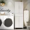 Ameriwood Home Camberly 23.46-in W x 75.25-in H Wood Composite Ivory Oak/Magnolia Oak Freestanding Utility Storage Cabinet