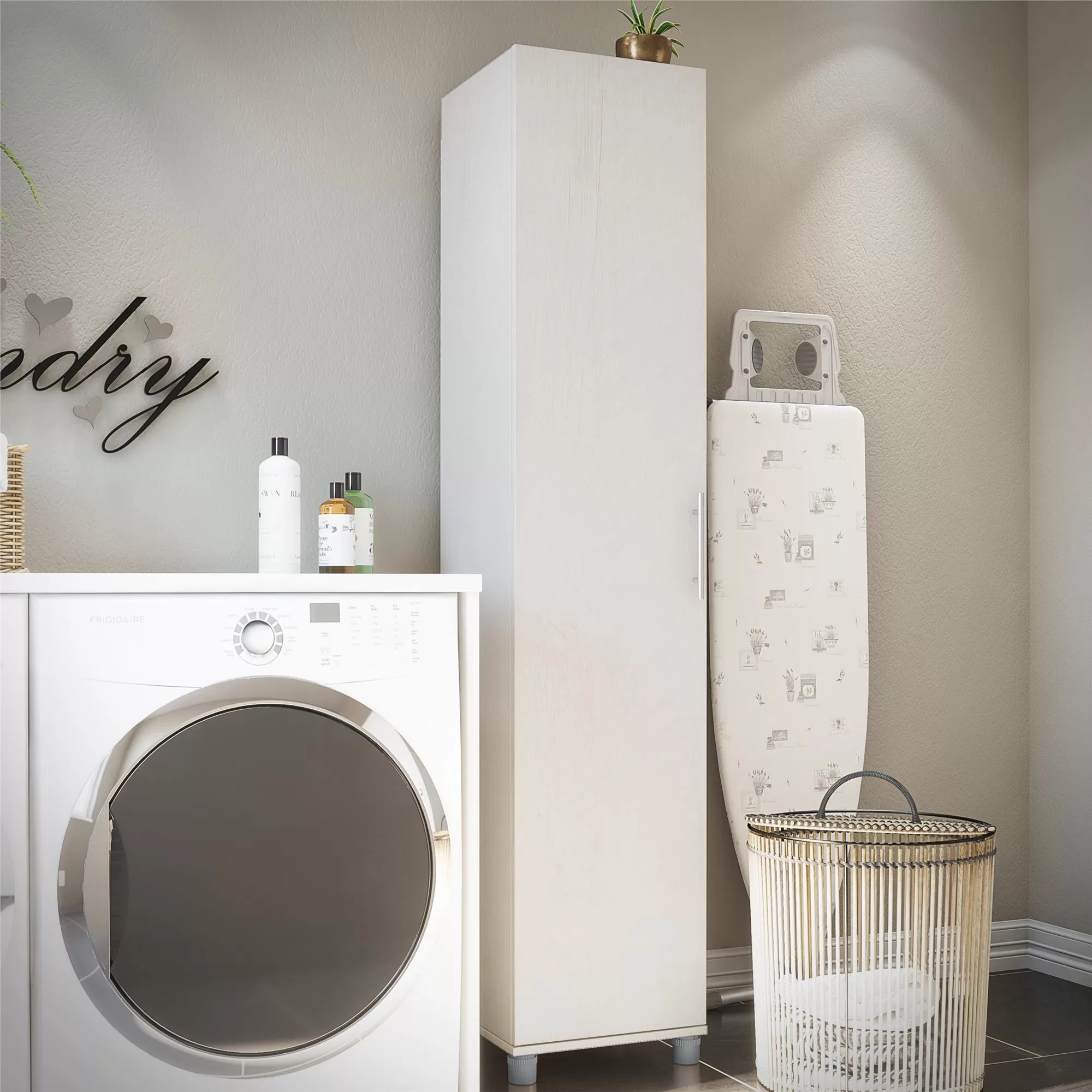 Ameriwood Home Camberly 15.7-in W x 74.3-in H Wood Composite Ivory Oak/Magnolia Oak Freestanding Utility Storage Cabinet - Image 5
