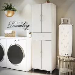 Alternative view of Ameriwood Home Camberly 23.46-in W x 75.25-in H Wood Composite Ivory Oak/Magnolia Oak Freestanding Utility Storage Cabinet