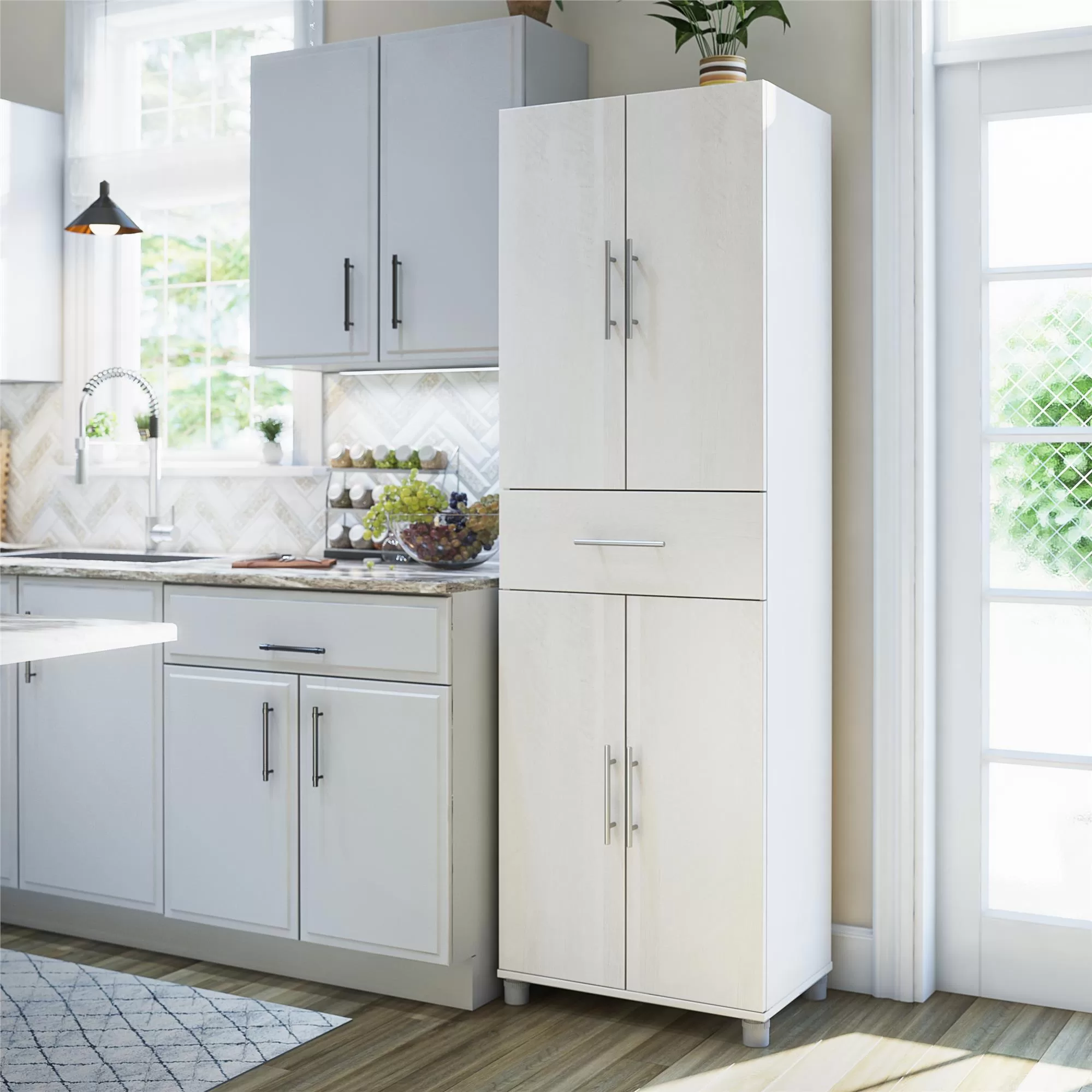 Ameriwood Home Camberly 23.46-in W x 75.25-in H Wood Composite Ivory Oak/Magnolia Oak Freestanding Utility Storage Cabinet - Image 14
