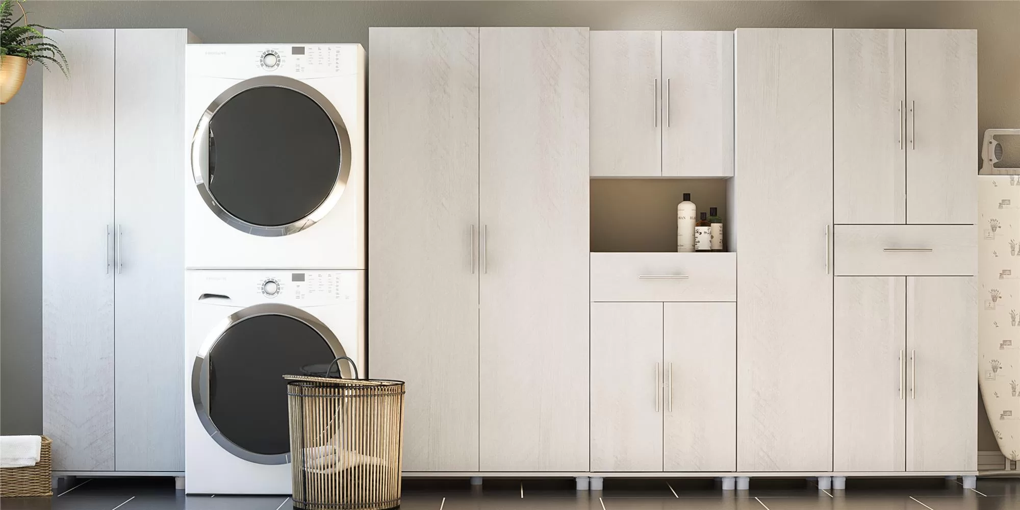 Ameriwood Home Camberly 15.7-in W x 74.3-in H Wood Composite Ivory Oak/Magnolia Oak Freestanding Utility Storage Cabinet - Image 13