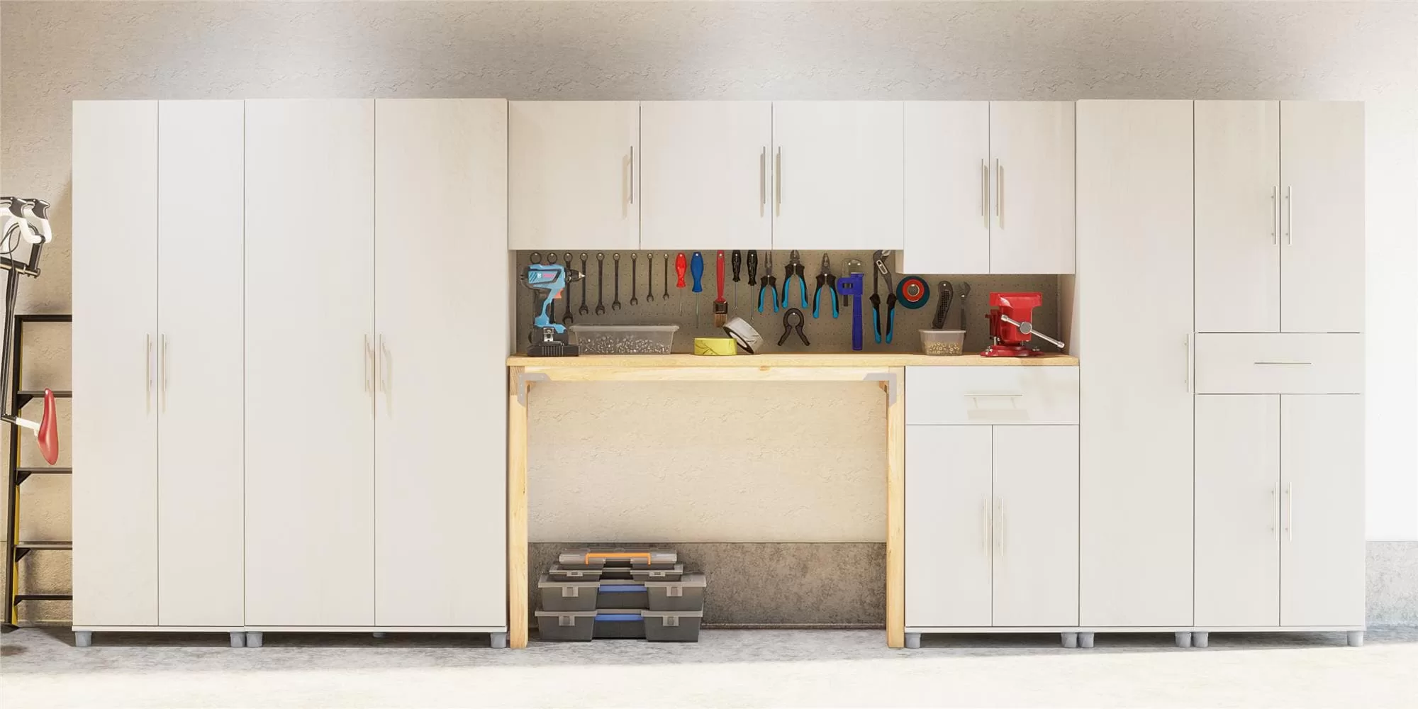 Ameriwood Home Camberly 23.46-in W x 75.25-in H Wood Composite Ivory Oak/Magnolia Oak Freestanding Utility Storage Cabinet - Image 12