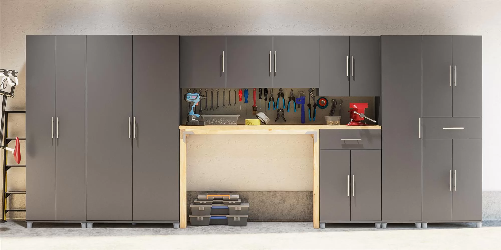 Ameriwood Home Camberly 35.68-in W x 74.31-in H Wood Composite Graphite Grey/Graphite Grey Freestanding Utility Storage Cabinet - Image 11
