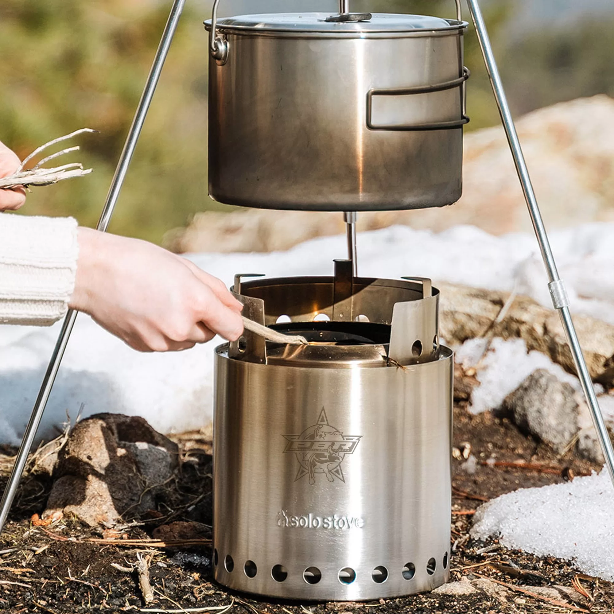 Solo Stove Campfire, Portable Camping Hiking, Backpacking and Survival Stove, 4+ People, Stainless Steel