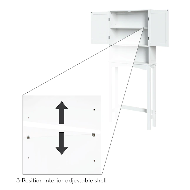 RiverRidge Ashland 27.44-in W x 64.88-in H x 7.81-in D White Over-the-Toilet Storage - Image 6