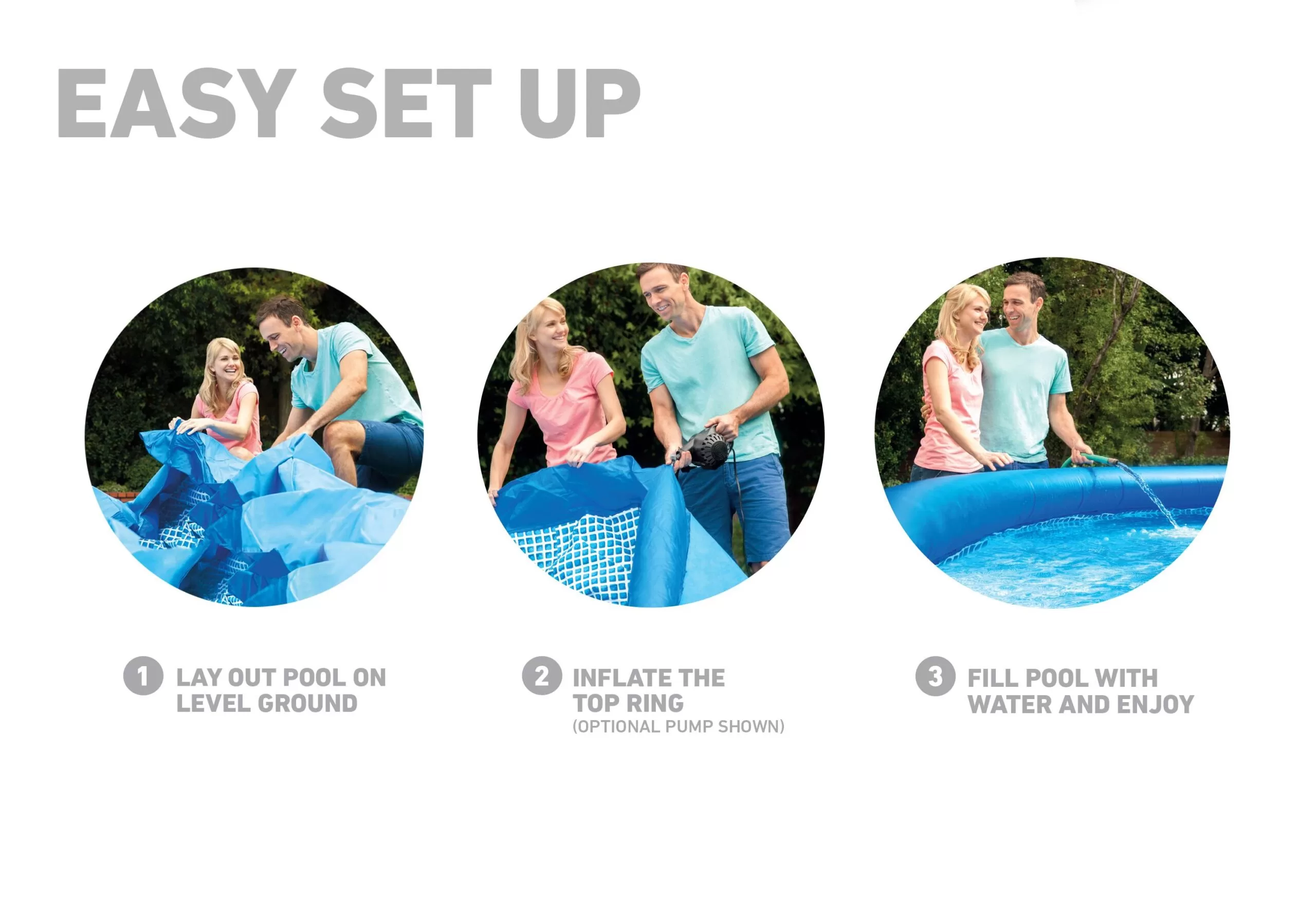 Intex 15' x 42" Inflatable Easy Set Swimming Pool and Debris Vinyl Cover Tarp