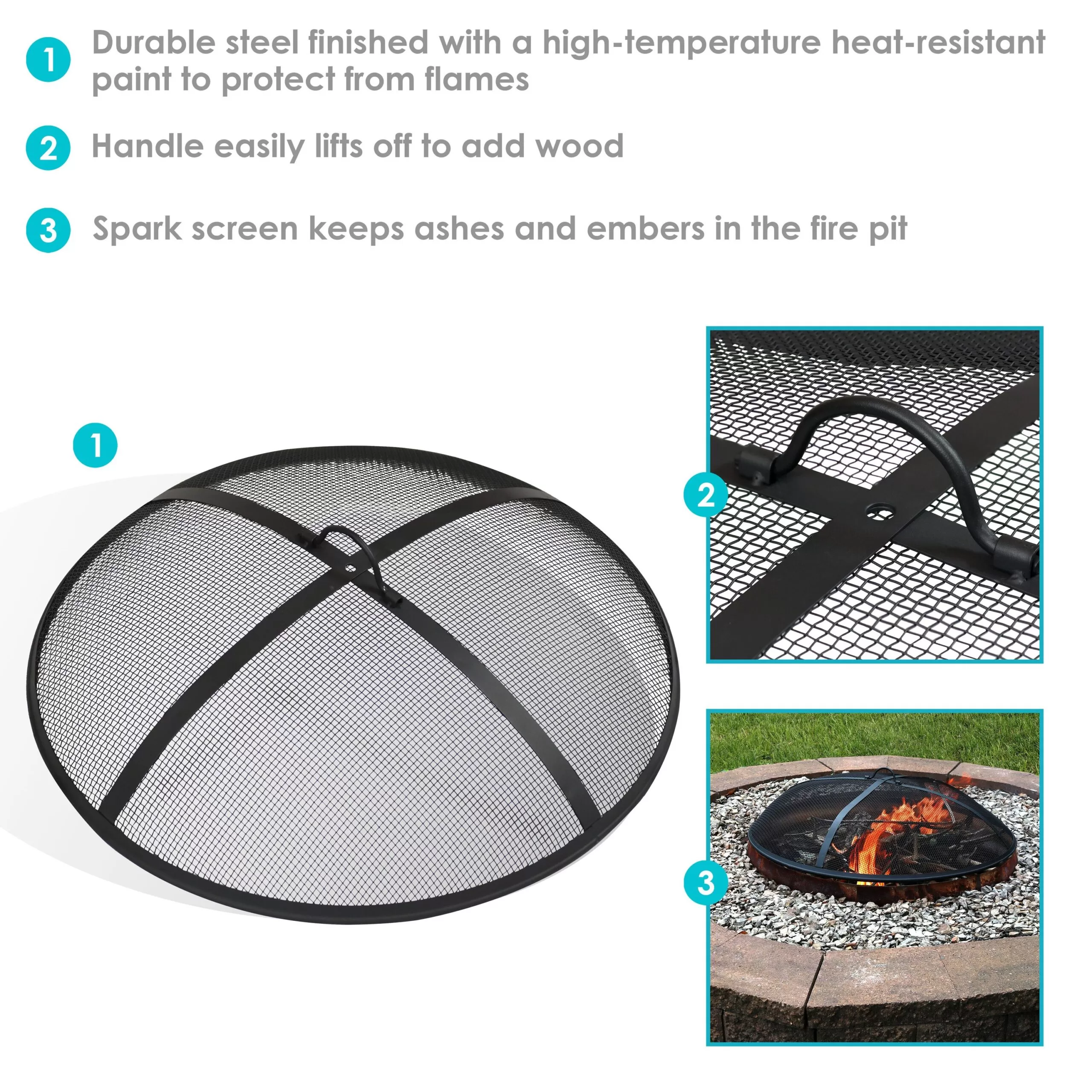 Sunnydaze Decor 9-lbs Black Steel Fire Pit Spark Screen - Image 5