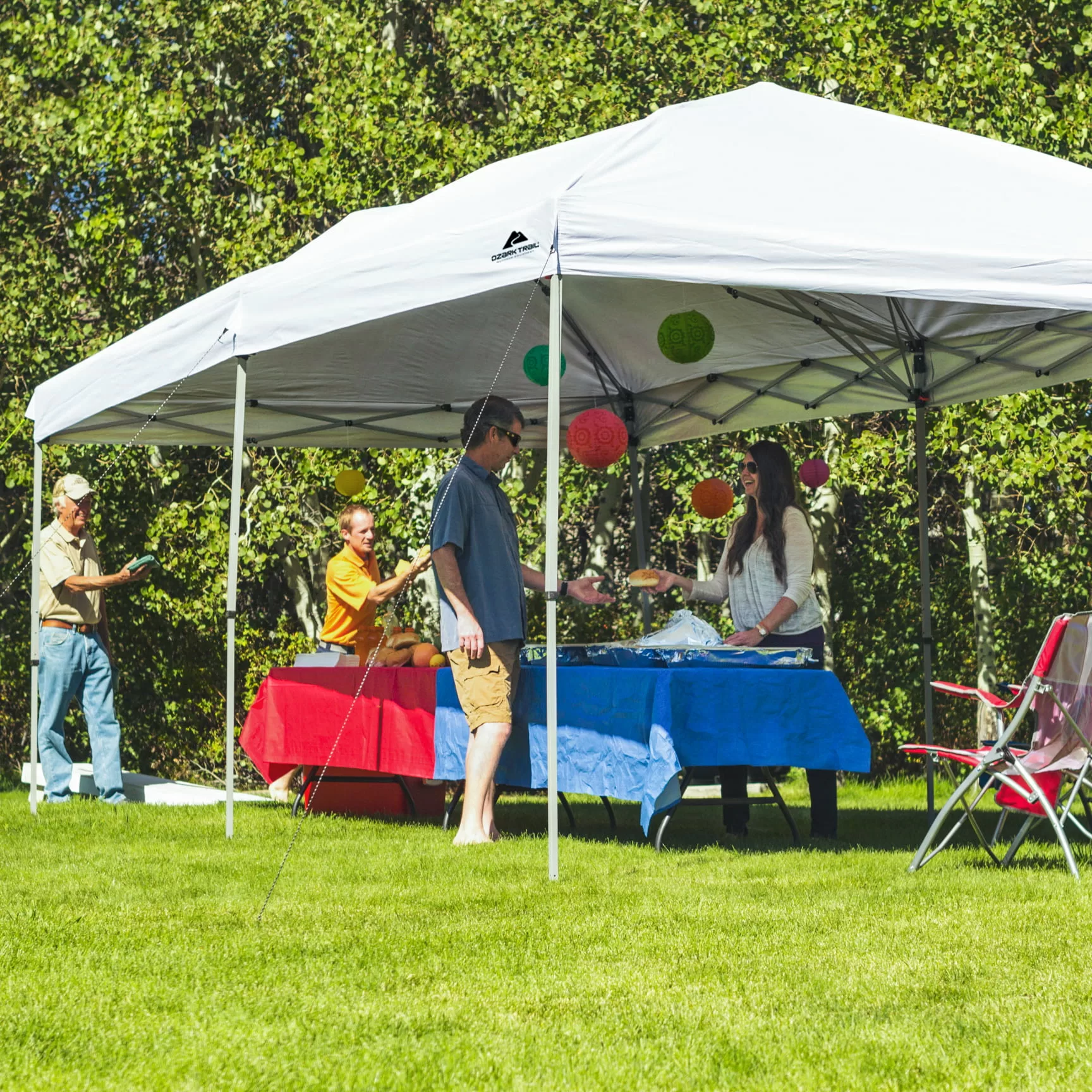 Ozark Trail 20' x 10' Straight Leg (200 Sq. ft Coverage), White, Outdoor Easy Pop up Canopy