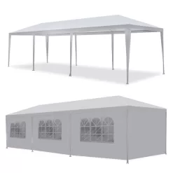 ZenSports 10x30FT Outdoor Party Tent Gazebo Wedding Canopy Tent, Heavy-Duty Steel Waterproof UV Protection White