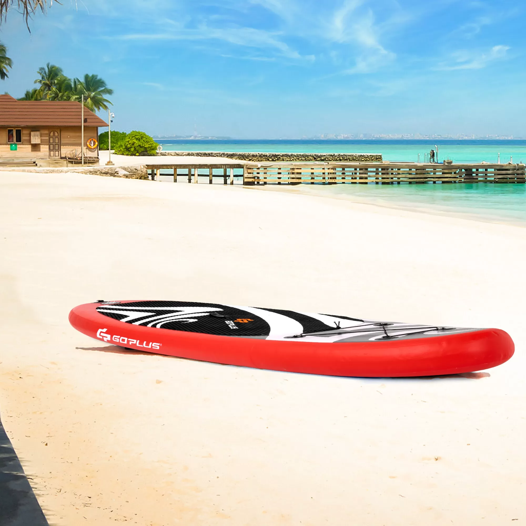 Goplus 11 ft Inflatable Stand Up Paddle Board Surfboard Sup W/Bag Adjustable Fin Paddle - Image 8