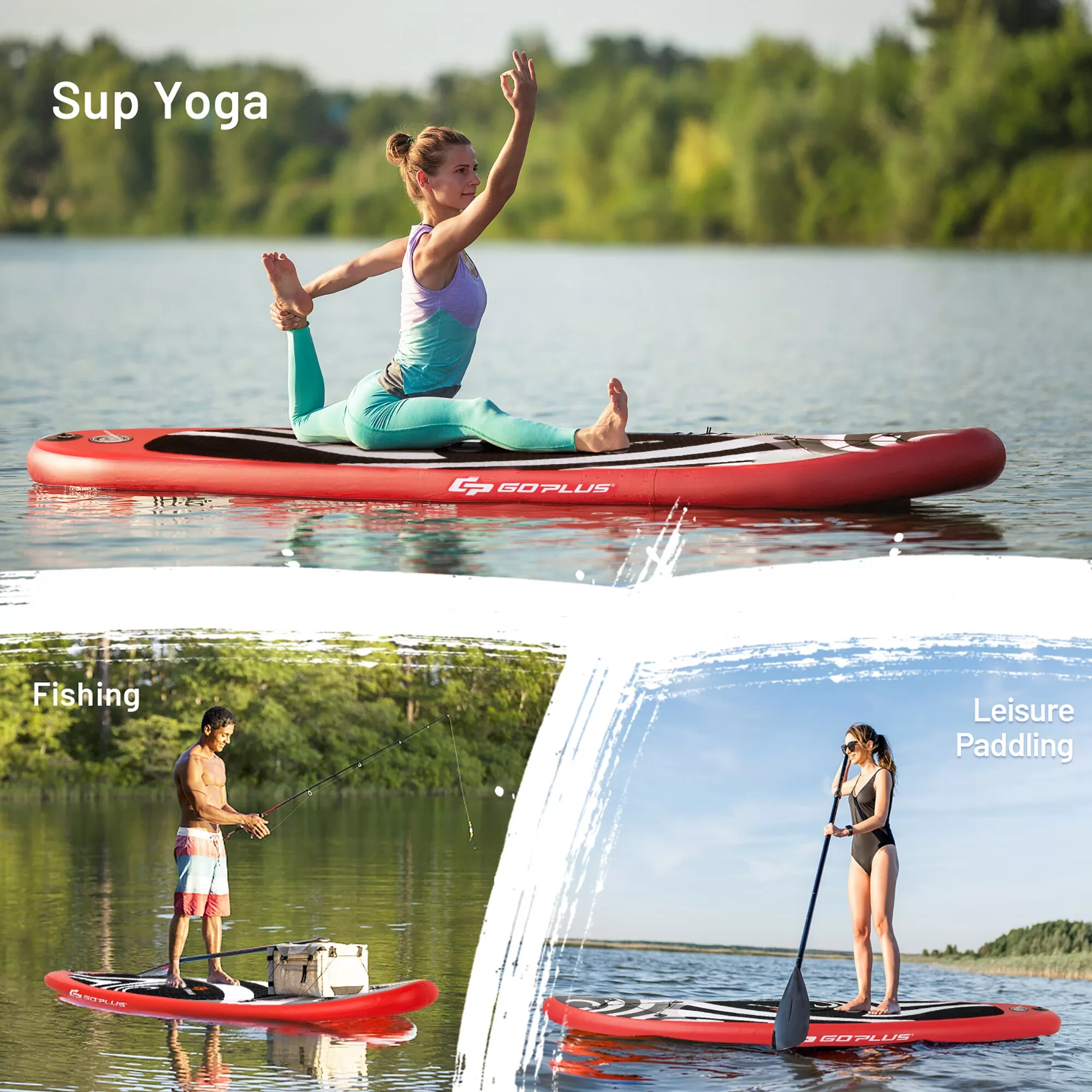 Goplus 11 ft Inflatable Stand Up Paddle Board Surfboard Sup W/Bag Adjustable Fin Paddle - Image 7