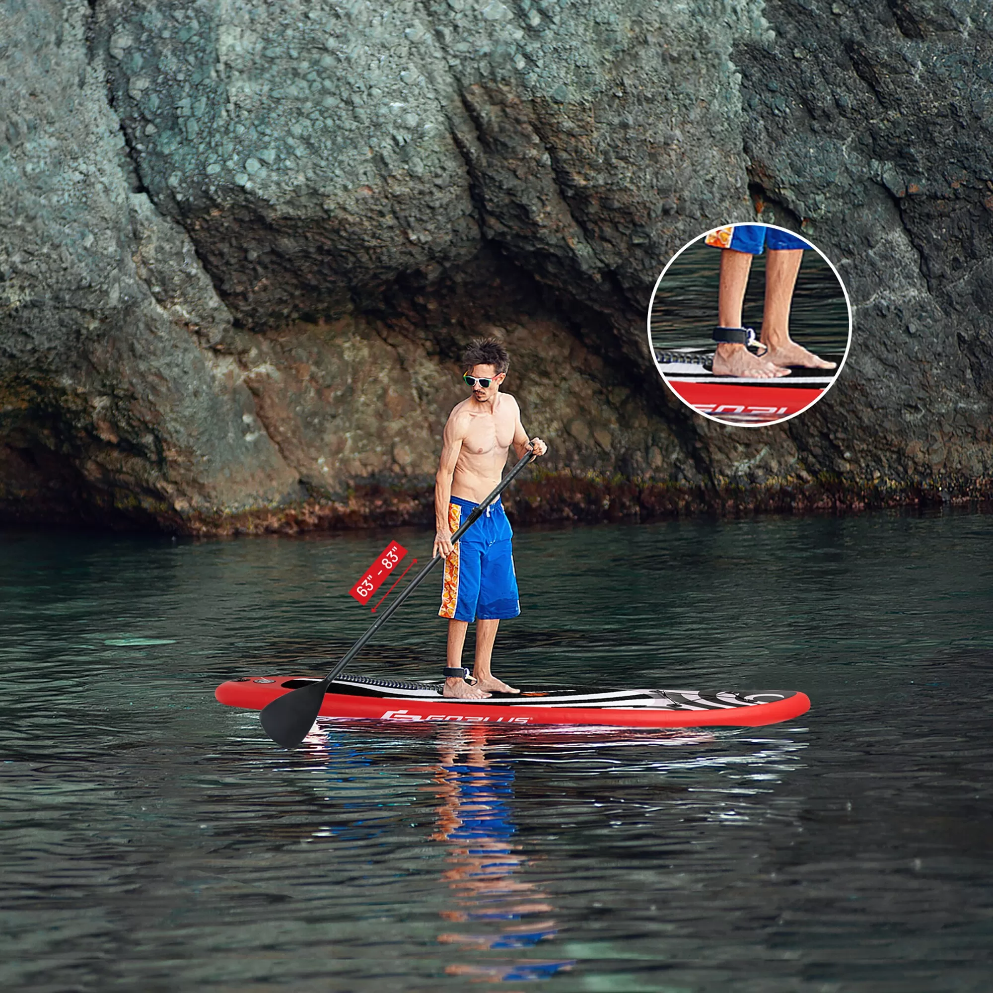 Goplus 11 ft Inflatable Stand Up Paddle Board Surfboard Sup W/Bag Adjustable Fin Paddle - Image 11