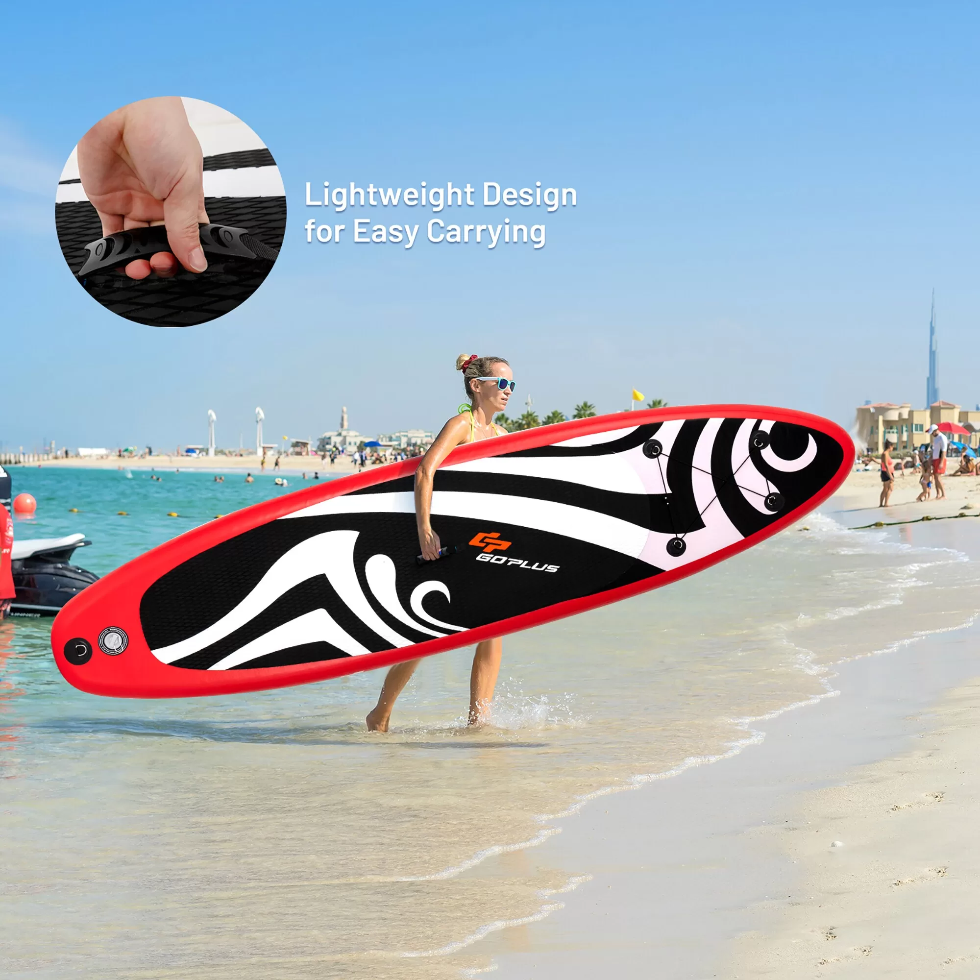 Goplus 11 ft Inflatable Stand Up Paddle Board Surfboard Sup W/Bag Adjustable Fin Paddle - Image 9