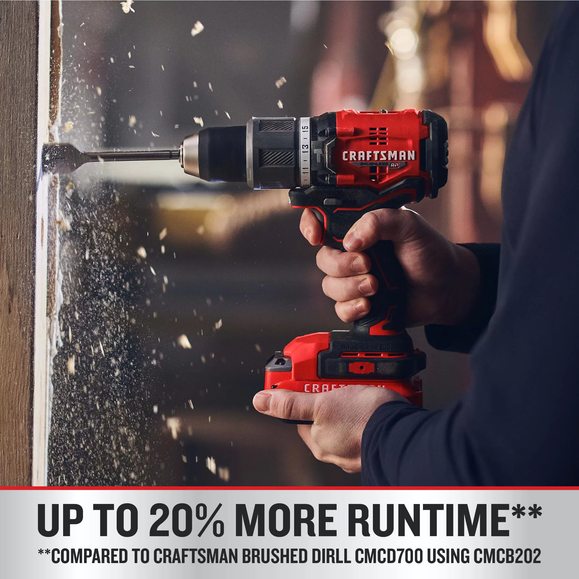 CRAFTSMAN V20 RP 1/2-in 20-volt Max-Amp Variable Speed Brushless Cordless Hammer Drill (2-Batteries Included) - Image 3