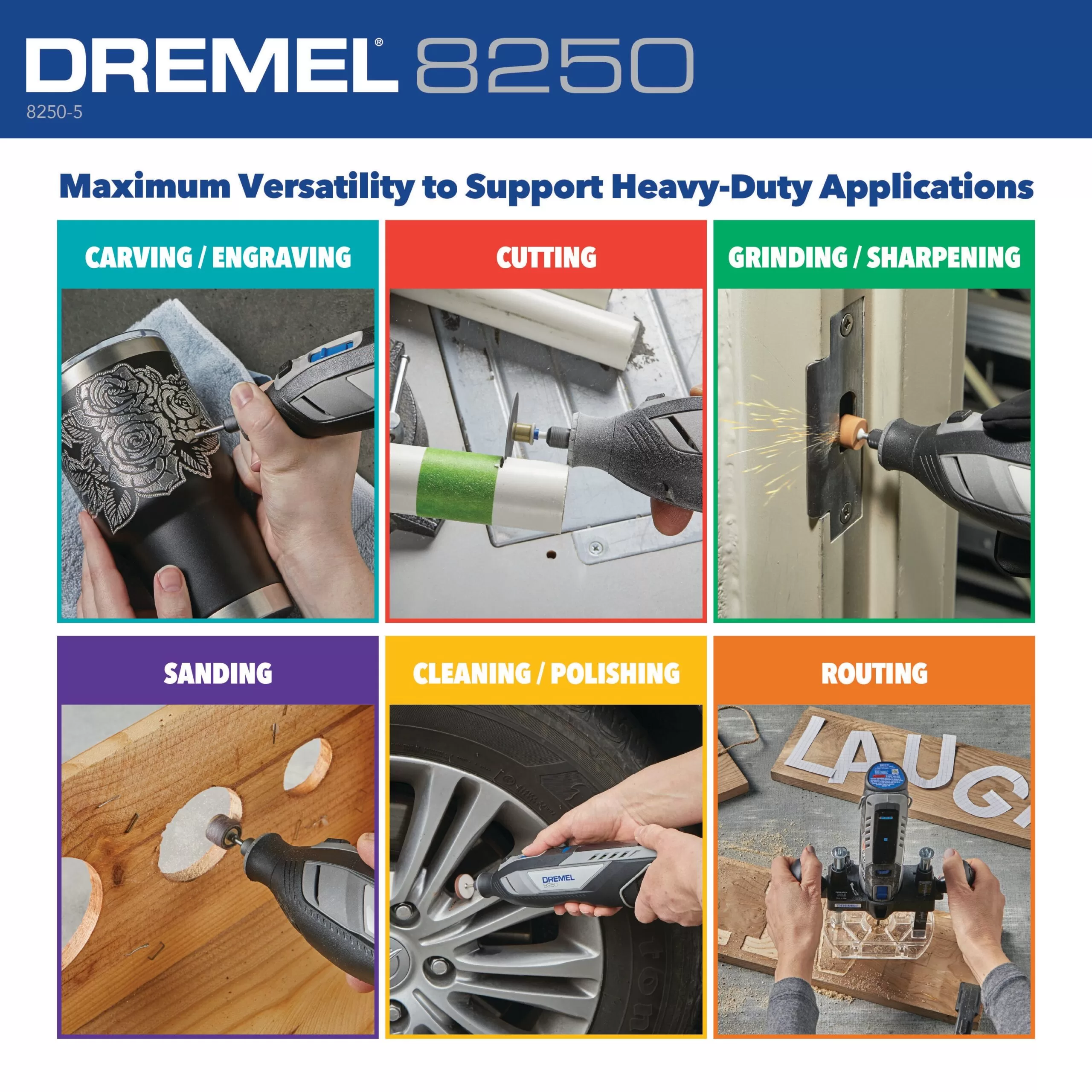 Dremel 8250 11-Piece Variable Speed Cordless 12-volt 3-Amp Multipurpose Rotary Tool with Soft Case - Image 7