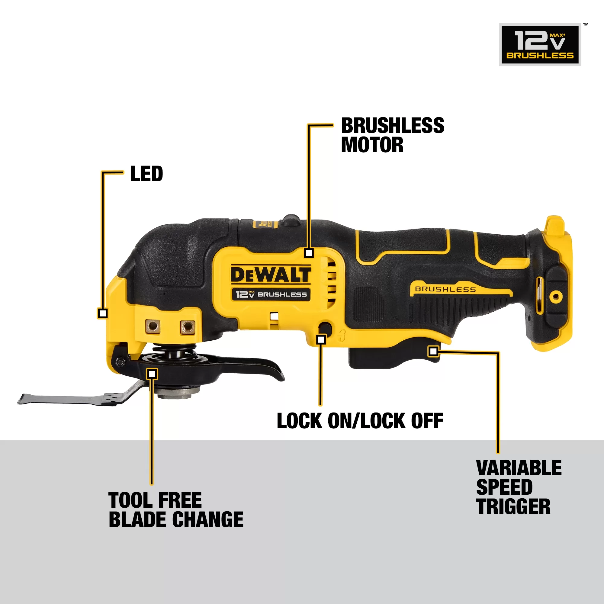 DEWALT DCS353B Xtreme 4-Piece Brushless 12-volt Max Variable Speed Oscillating Multi-Tool Kit Case - Image 2