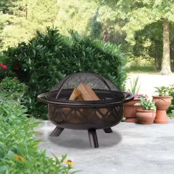 Endless Summer Wood Burning Geometric Outdoor Fire Pit, 36 in.