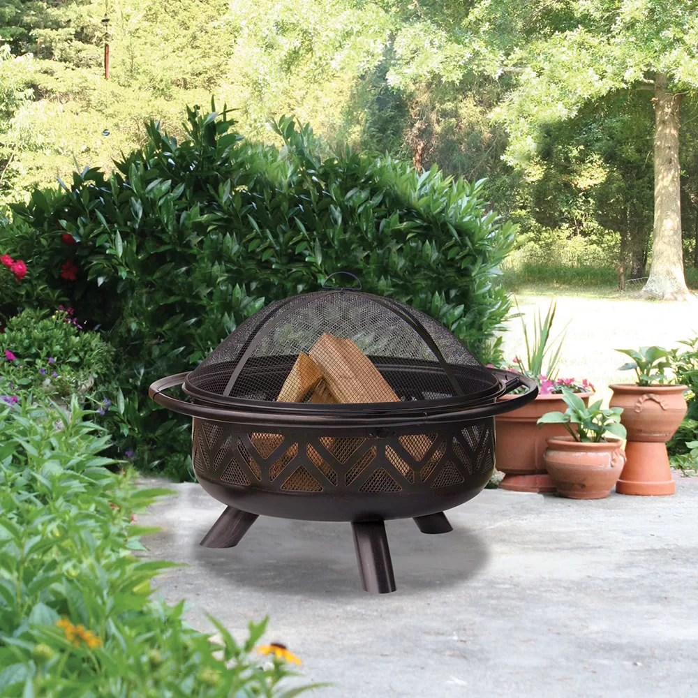 Endless Summer Wood Burning Geometric Outdoor Fire Pit, 36 in.