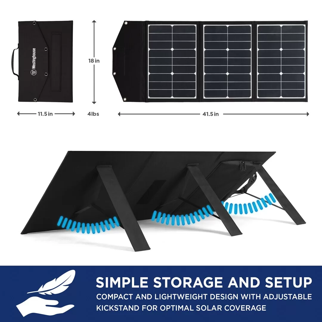 Westinghouse WS60P Lightweight Phone Power Station Charger RV/Camping 41.5-in x 18-in x 1-in 60-Watt Portable Solar Panel - Image 4