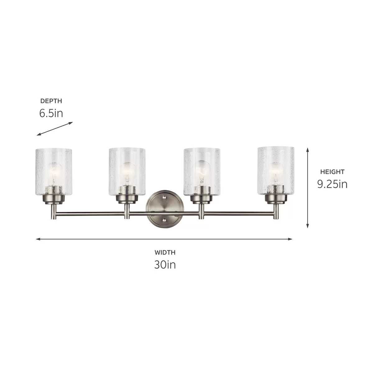 Kichler 45887NI Winslow 30-in 4-Light Brushed Nickel Transitional Vanity Light - Image 7