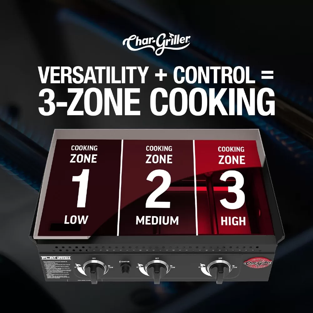 Char-Griller Flat Iron 3-Burner Griddle 3-Burner Liquid Propane Flat Top Grill - Image 16