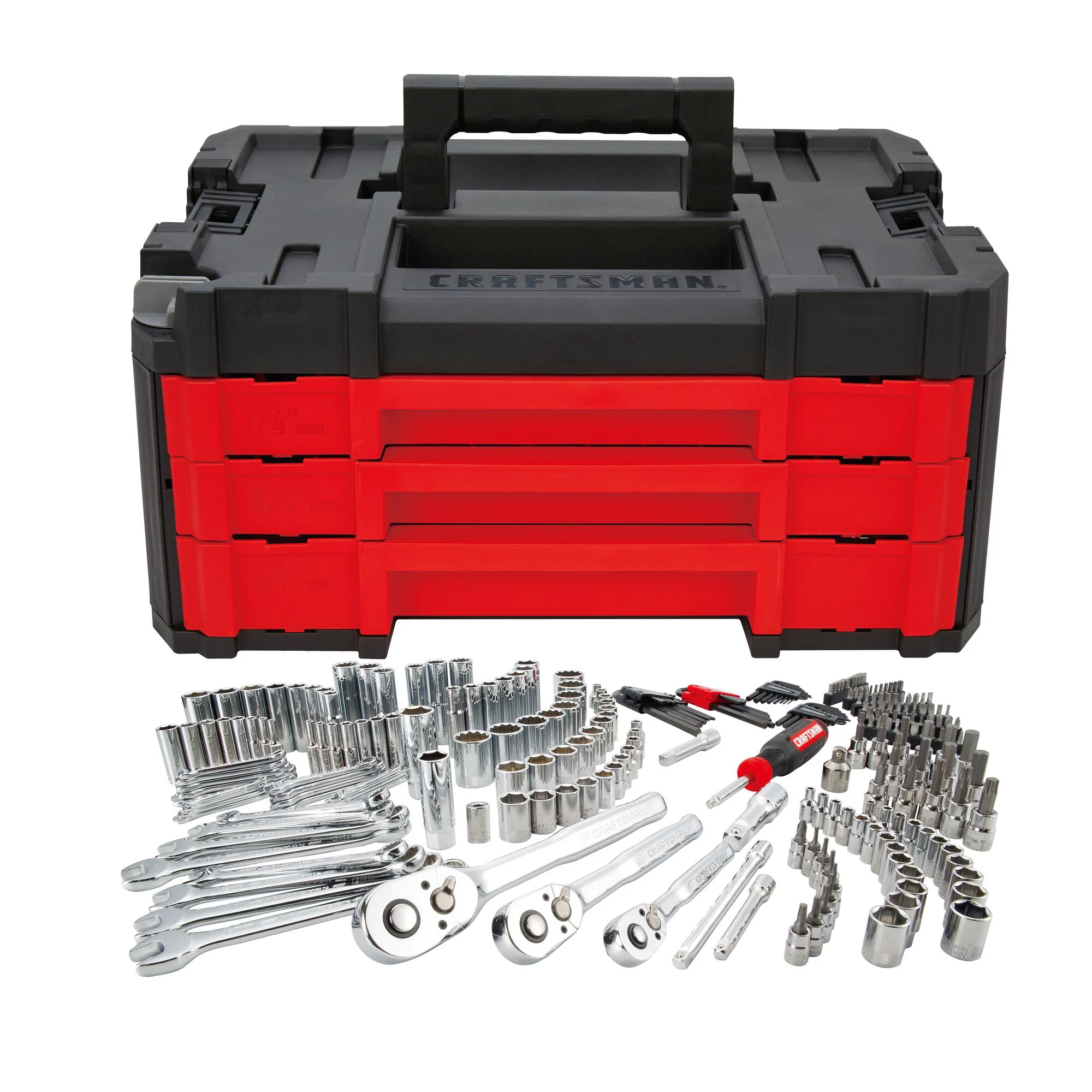 CRAFTSMAN CMMT45307 262-Piece Standard (SAE) and Metric Combination Polished Chrome Mechanics Tool Set (1/4-in; 3/8-in; 1/2-in;)