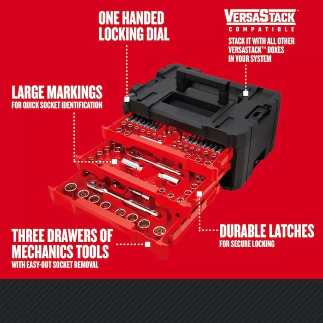 CRAFTSMAN CMMT45307 262-Piece Standard (SAE) and Metric Combination Polished Chrome Mechanics Tool Set (1/4-in; 3/8-in; 1/2-in;) - Image 2