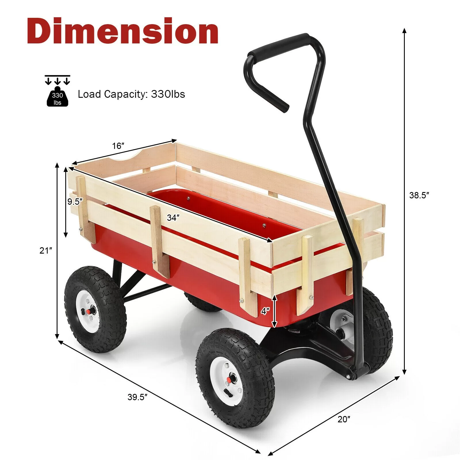 Goplus OGY01907 3-cu ft Steel Yard Cart - Image 2