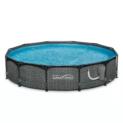 Summer Waves 12' x 33" Outdoor Round Frame Above Ground Pool with Pump