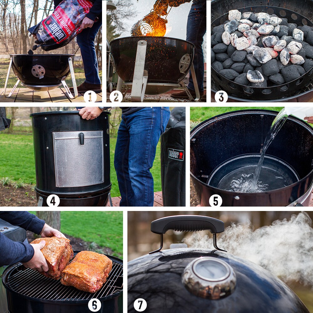 Weber 14-in Smokey Mountain Cooker 286-Sq in Black Porcelain-enamel Vertical Charcoal Smoker - Image 16