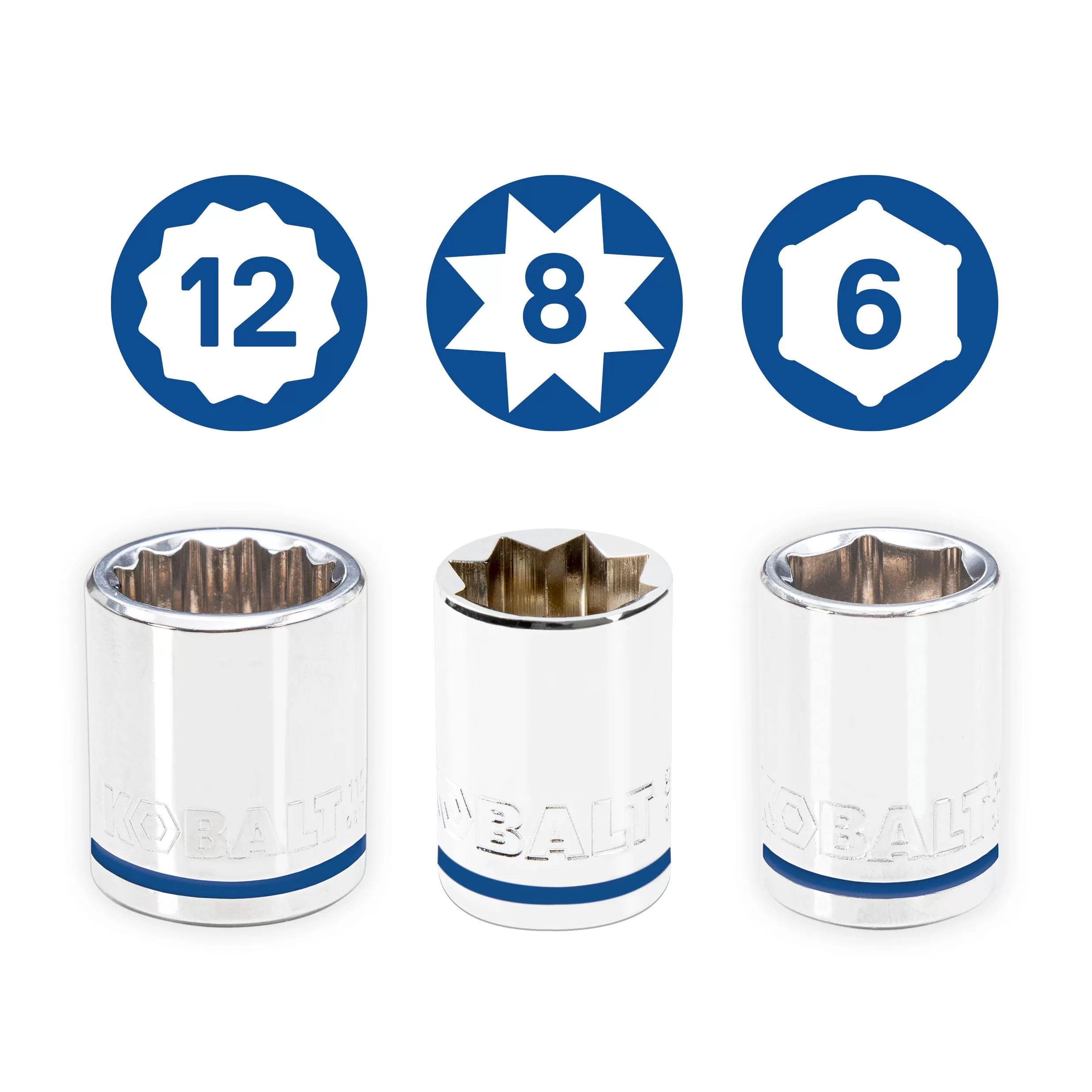 Kobalt 153-Piece 1/2-in; 3/8-in; 1/4-in Drive Set Hex;Torx;Tr Torx; Phillips;Slotted;Square Bit Standard (Sae) and Metric Driver Socket Set - Image 7