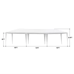Resenkos 10' x 30' Outdoor White Waterproof Gazebo Canopy Tent with Removable Sidewalls and Windows Heavy Duty Tent (10' x 30' with 8 Sidewalls)