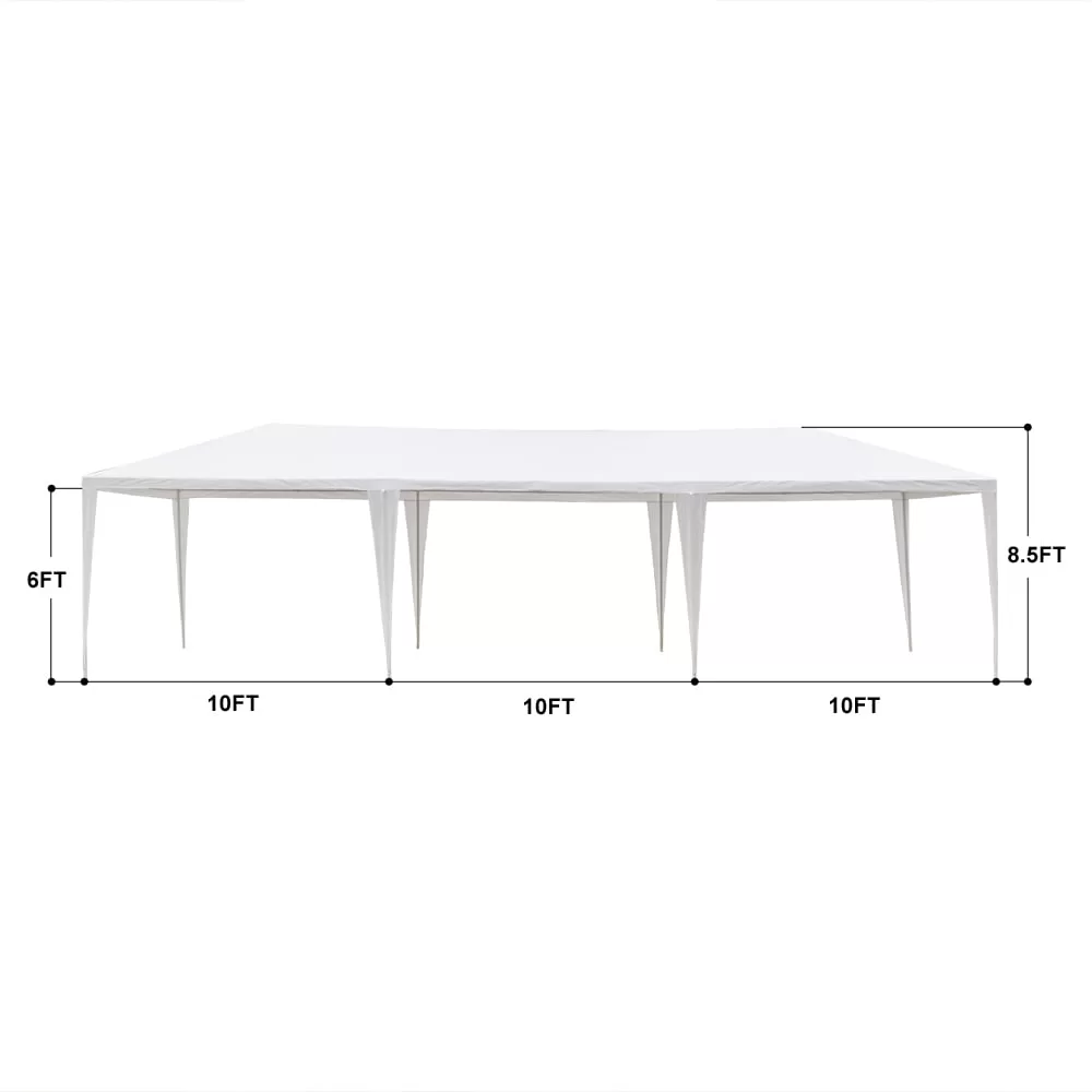 Resenkos 10' x 30' Outdoor White Waterproof Gazebo Canopy Tent with Removable Sidewalls and Windows Heavy Duty Tent (10' x 30' with 8 Sidewalls)