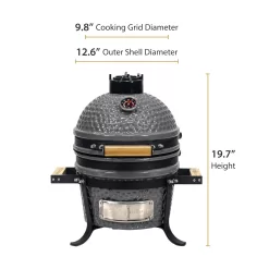 Alternative view of VESSILS MY13TT004 9.8-in W Gray Kamado Charcoal Grill