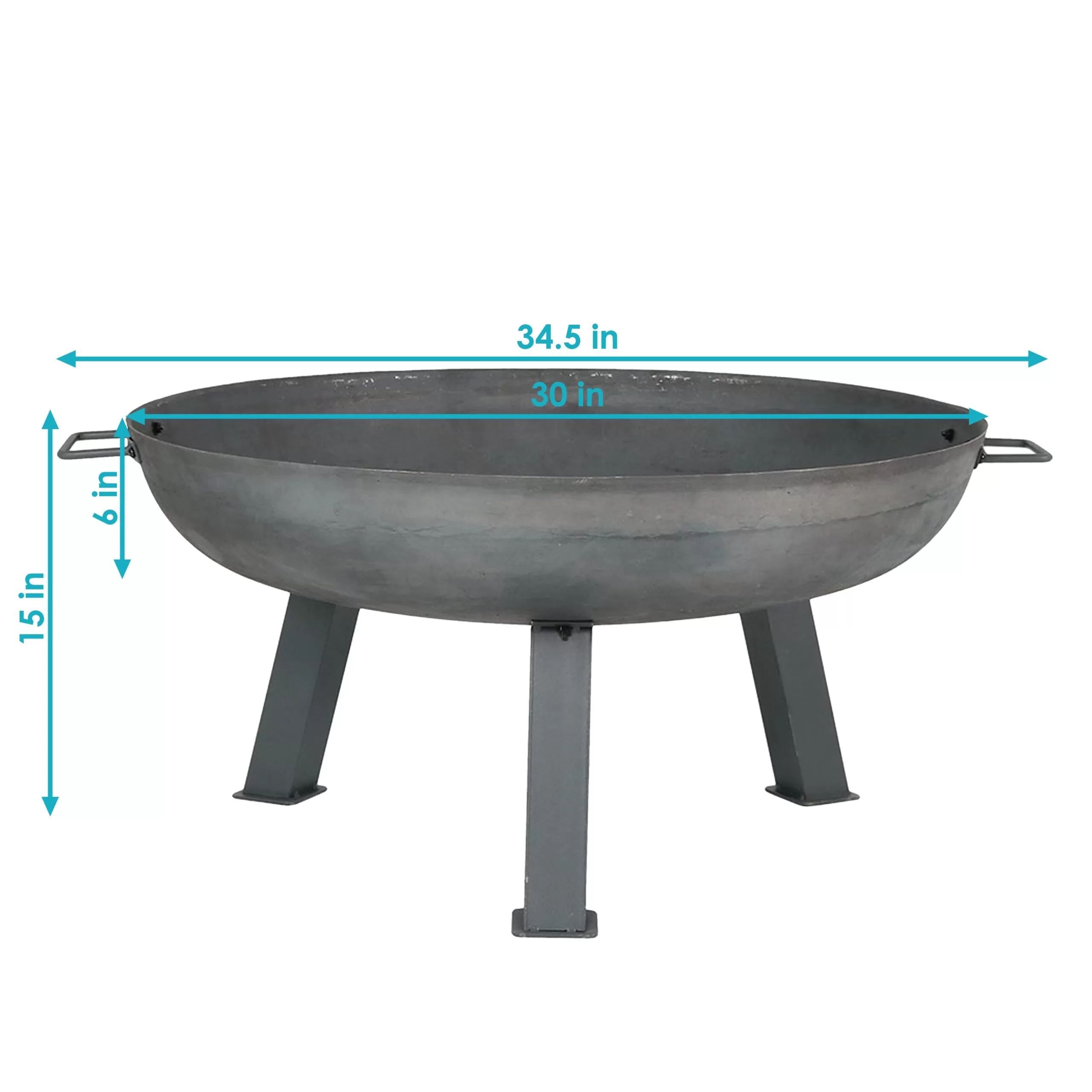 Sunnydaze Decor 30-in W Silver Cast Iron Wood-Burning Fire Pit - Image 7