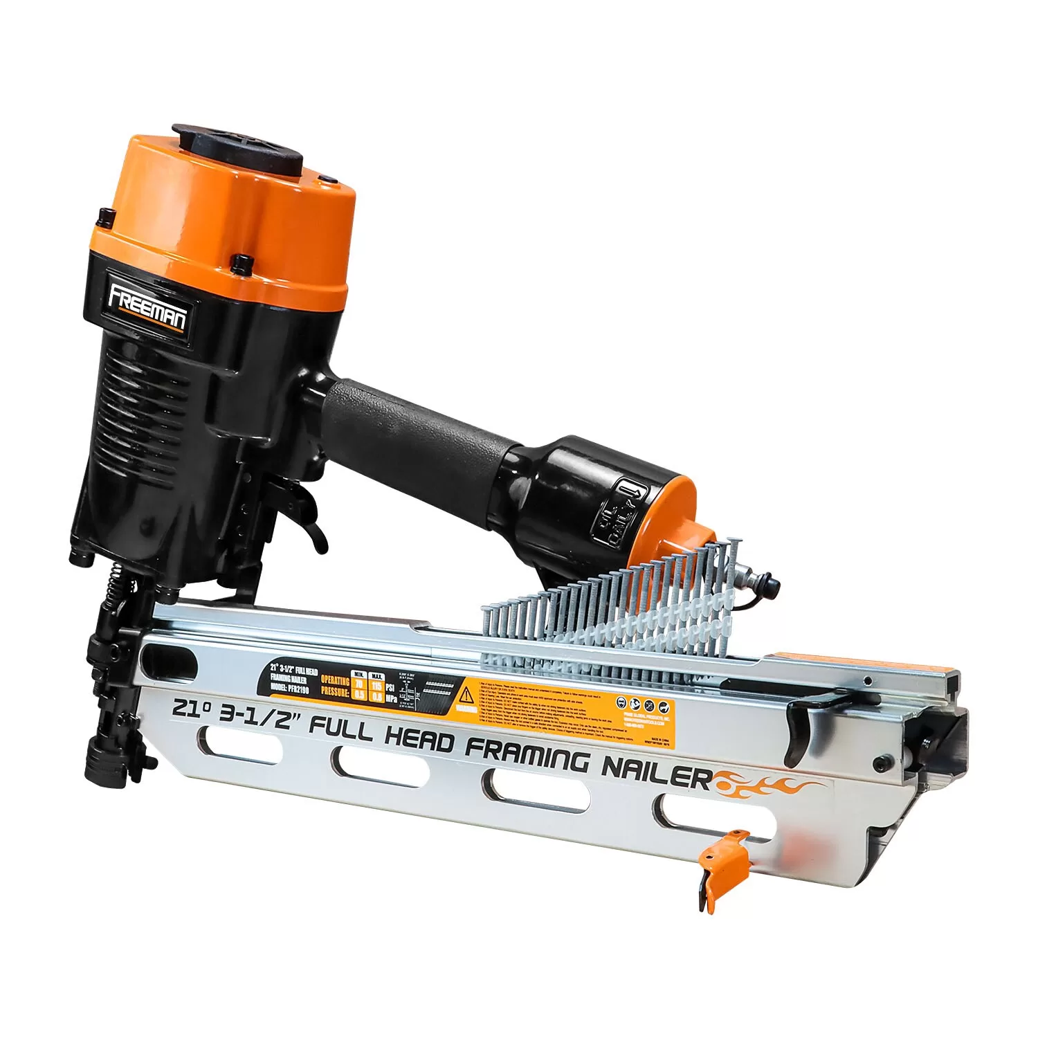 FREEMAN Full Round Head, include plastic Case 3.5-in 21-Degree Pneumatic Framing Nailer - Image 6