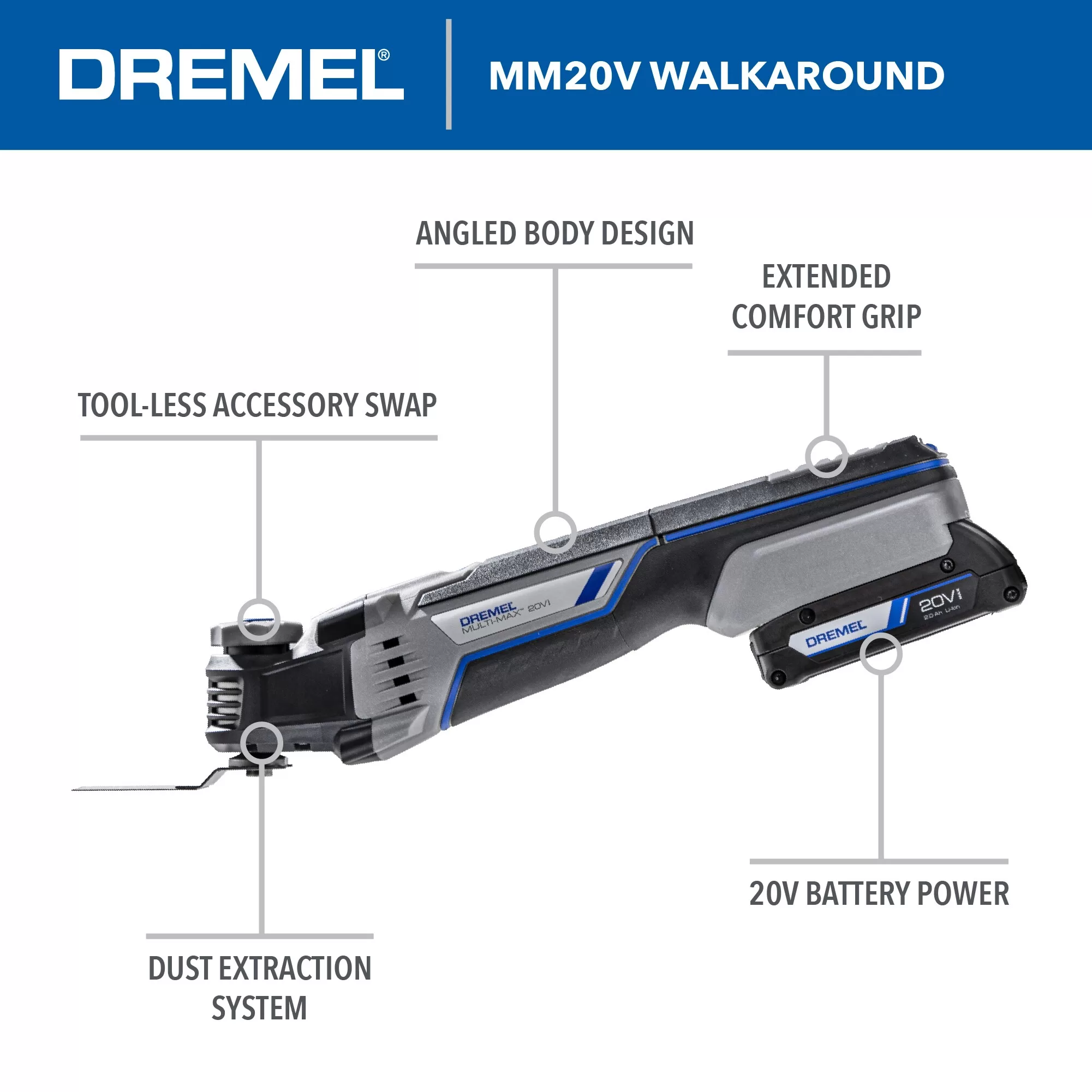 Dremel 8-Piece 2-Amp 20-volt Max Variable Speed Oscillating Multi-Tool Kit with Soft Case (1-Battery Included) - Image 12