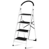 WELLFOR 4-Step 330-lb Capacity Black Steel Foldable Step Stool