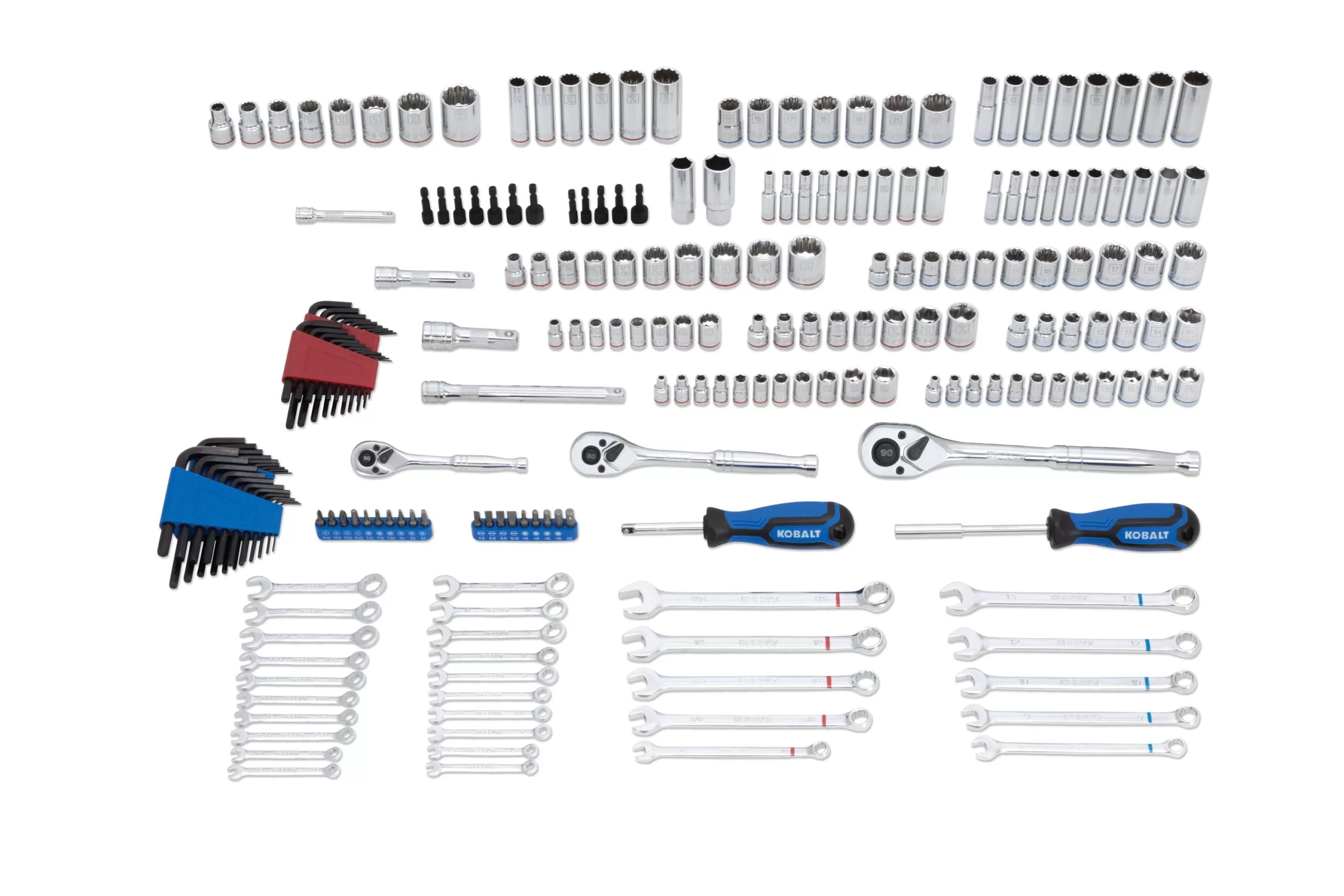 Kobalt 227-Piece Standard (SAE) and Metric Polished Chrome Mechanics Tool Set with Hard Case - Image 2
