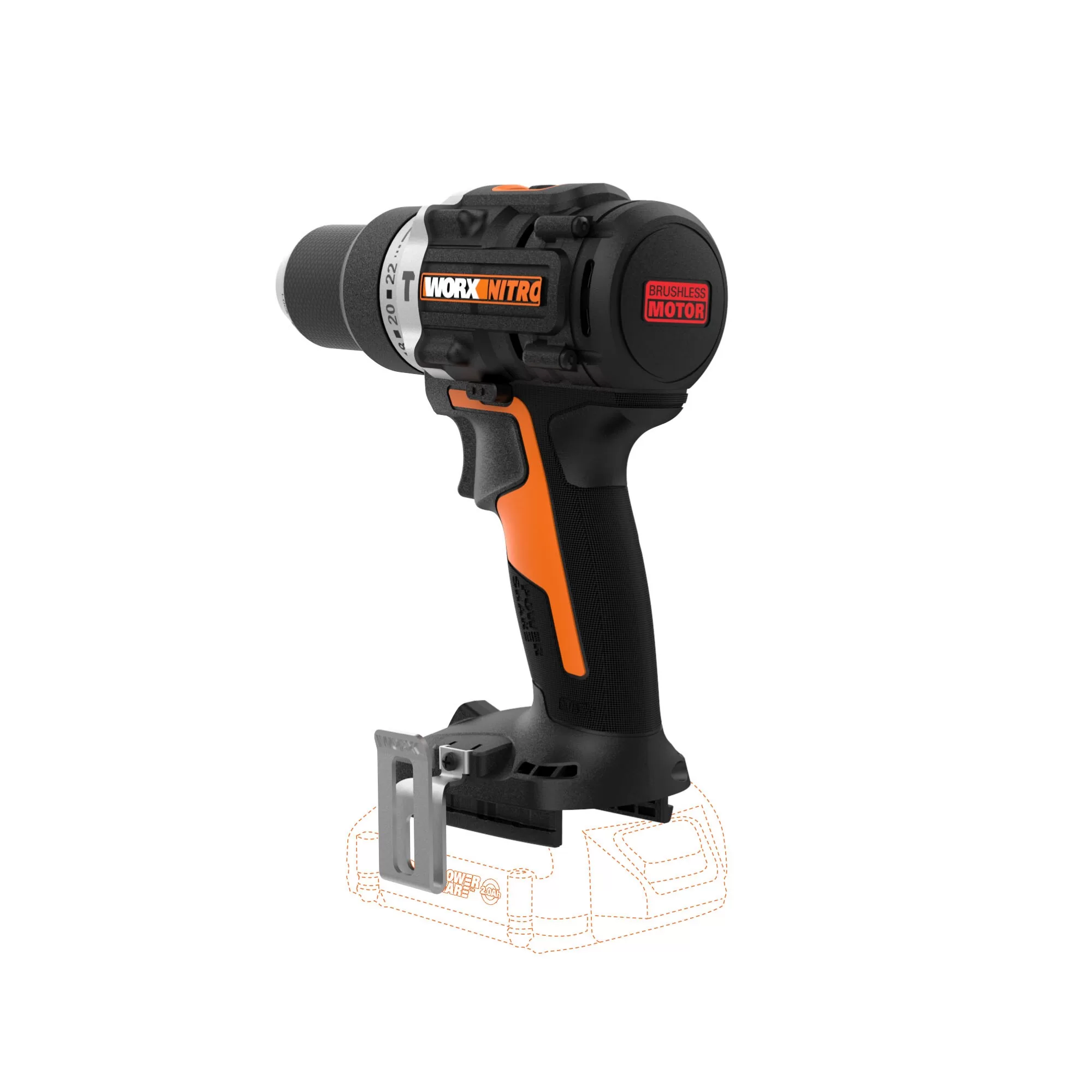 WORX Nitro Power Share Nitro 20-volt Max 1/2-in Brushless Cordless Drill (Tool Only) - Image 6