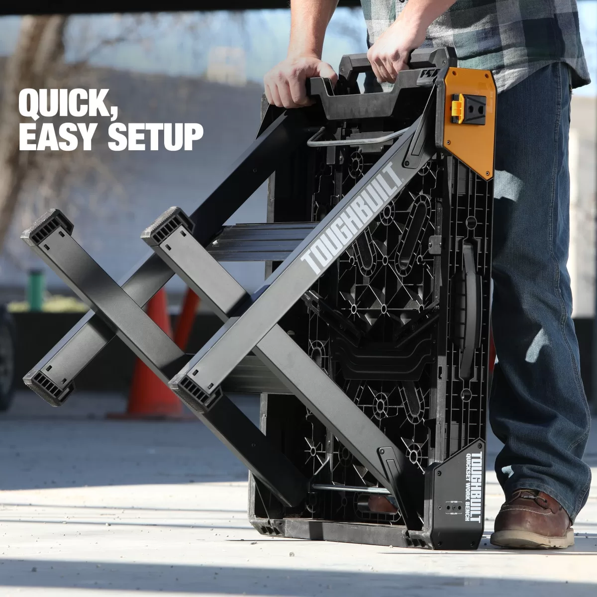 TOUGHBUILT QuickSet 1,000lb Capacity 23.5-in W x 31-in H Black and Gray Plastic Work Bench - Image 6