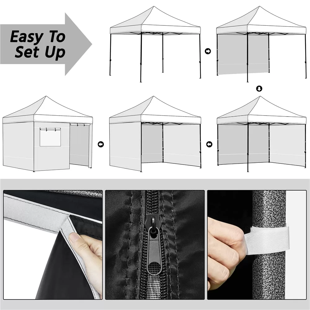 SMILE MART 10' x 10' Enclosed Outdoor Canopy with Wheeled Carry Bag, Black