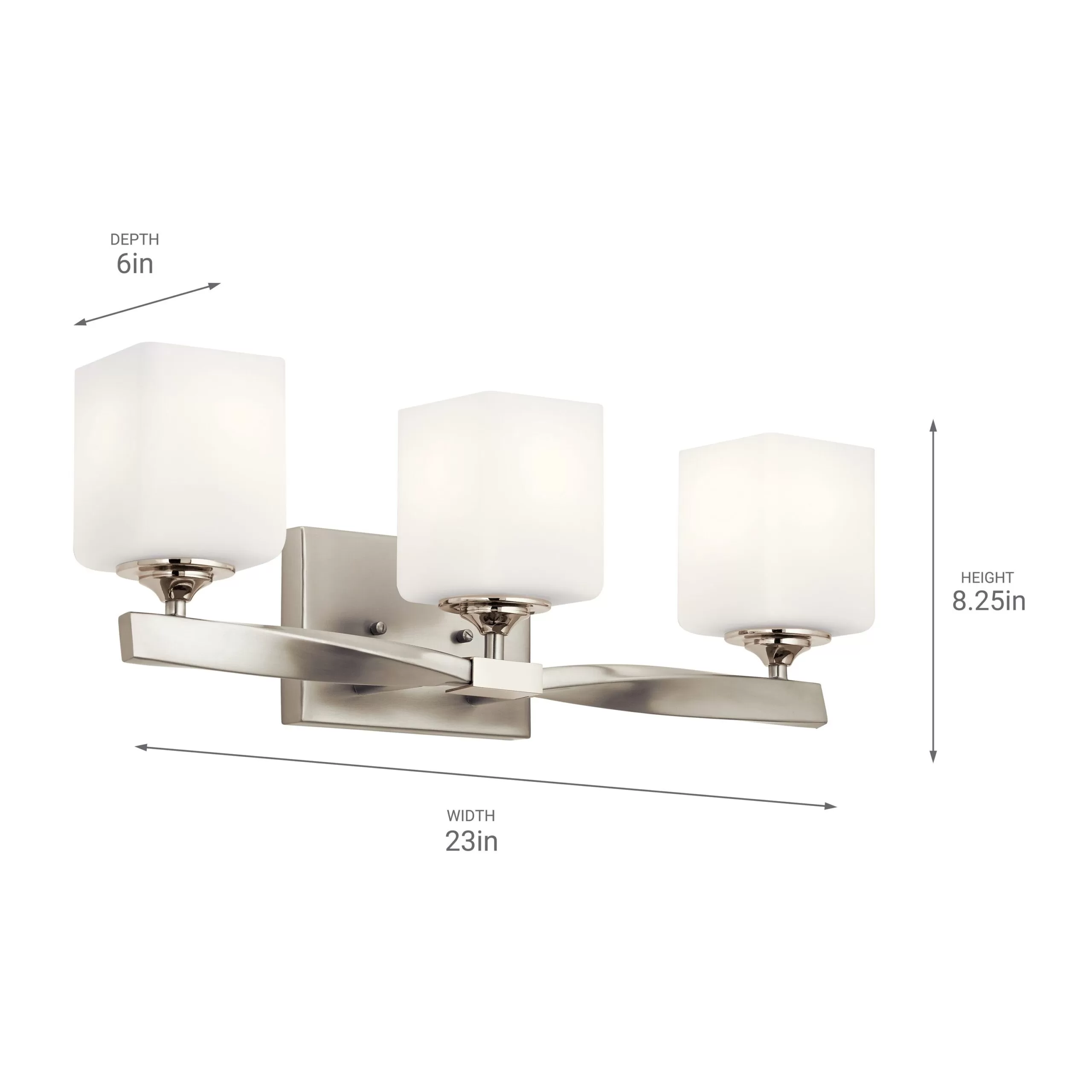 Kichler Marette 22.75-in 3-Light Brushed Nickel Modern/Contemporary Vanity Light - Image 11