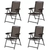 Costway 4PCS Folding Sling Chairs Steel Armrest Patio Garden Camping W/Adjustable Back